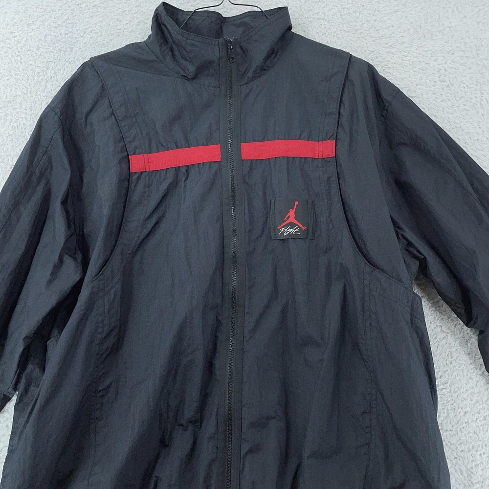 Nike Jordan Jacket Mens 2XL Black Red‎ Windbreaker Full Zip Mesh Lined Jumpman